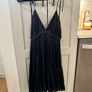 Free People Black Mini Dress with Spaghetti Straps
